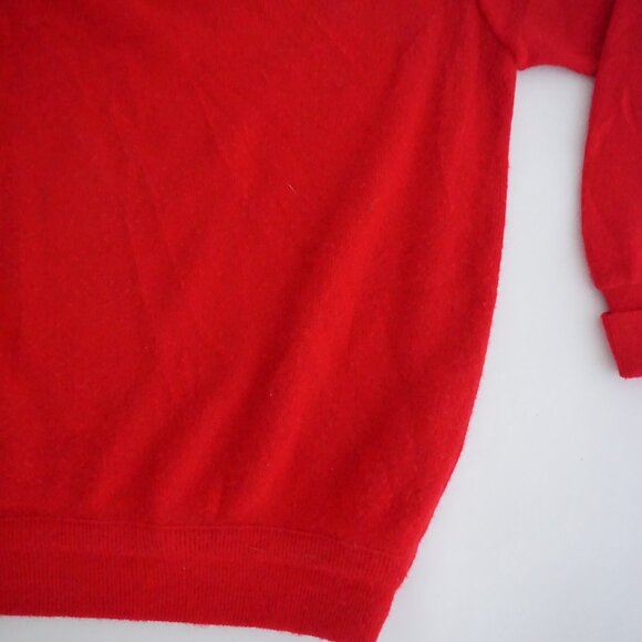 Vintage Izod Lacoste Red Wool V Neck Sweater Preppycore Old Money Classic L - Picture 5 of 9